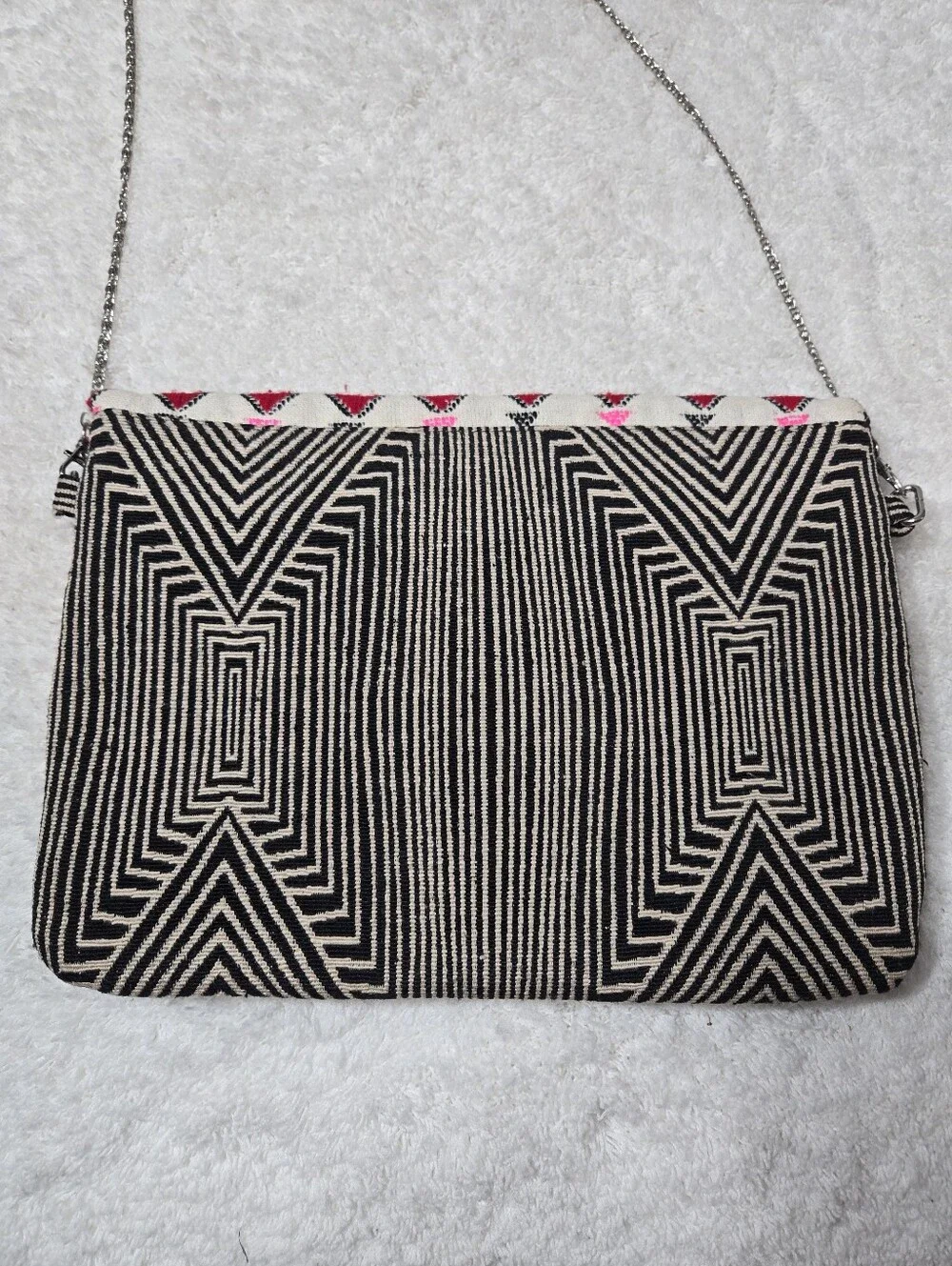 America And Beyond Embroidered And Beaded Boho Clutch Purse On Chain